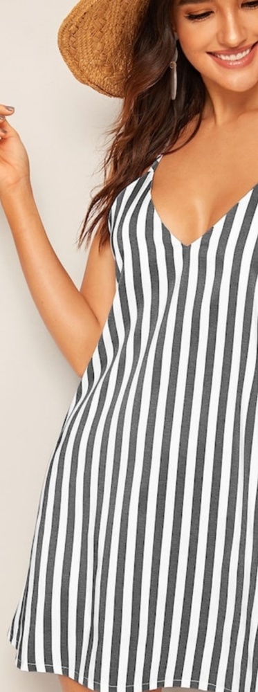 Stripe Print Slip Dress
